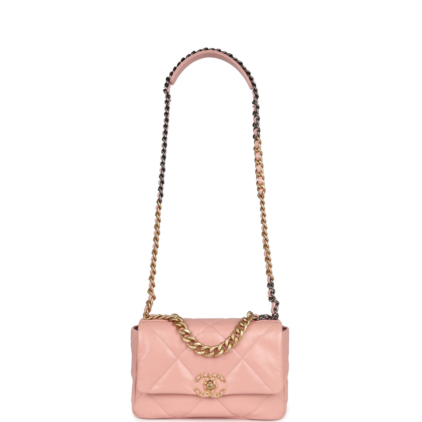 Chanel Medium 19 Flap Bag Pink Lambskin Mixed Metal Hardware