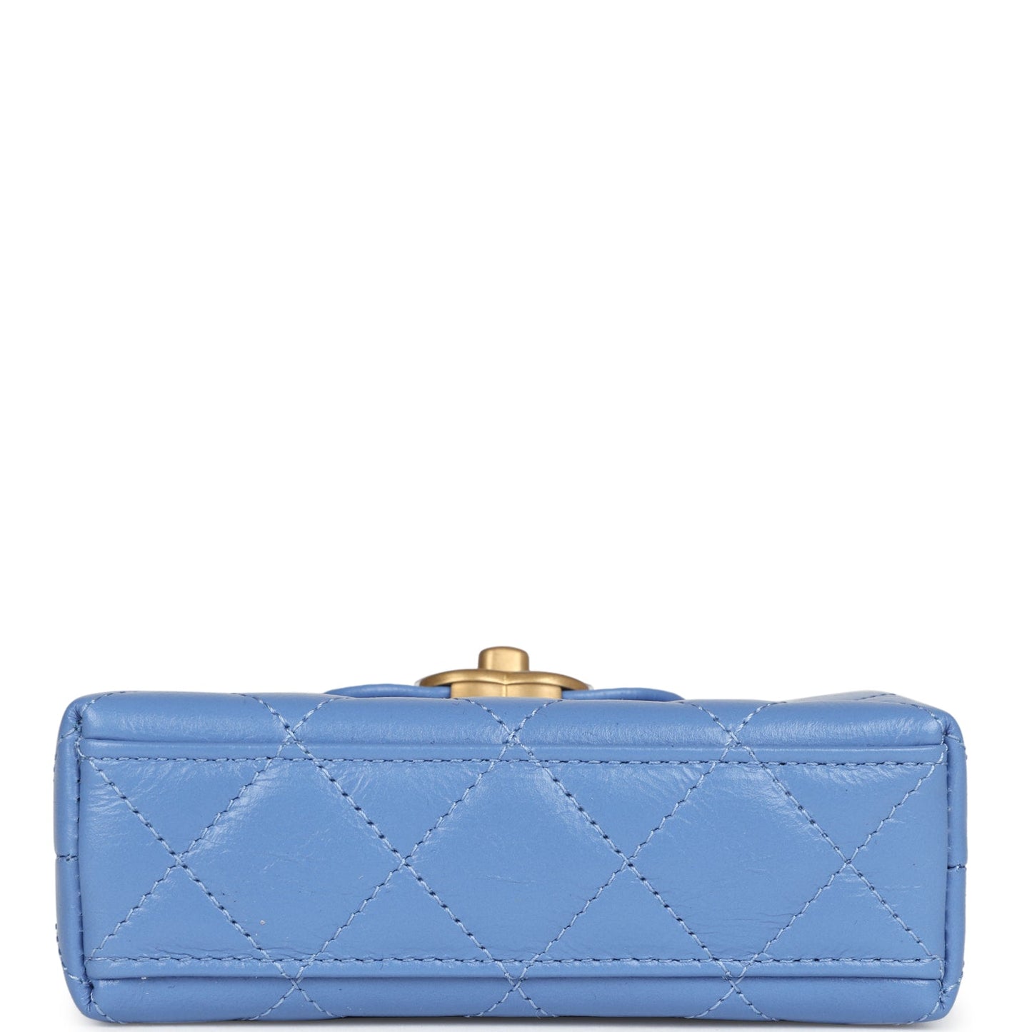 Chanel Nano Kelly Shopper Blue Shiny Aged Calfskin Brushed Gold Hardware