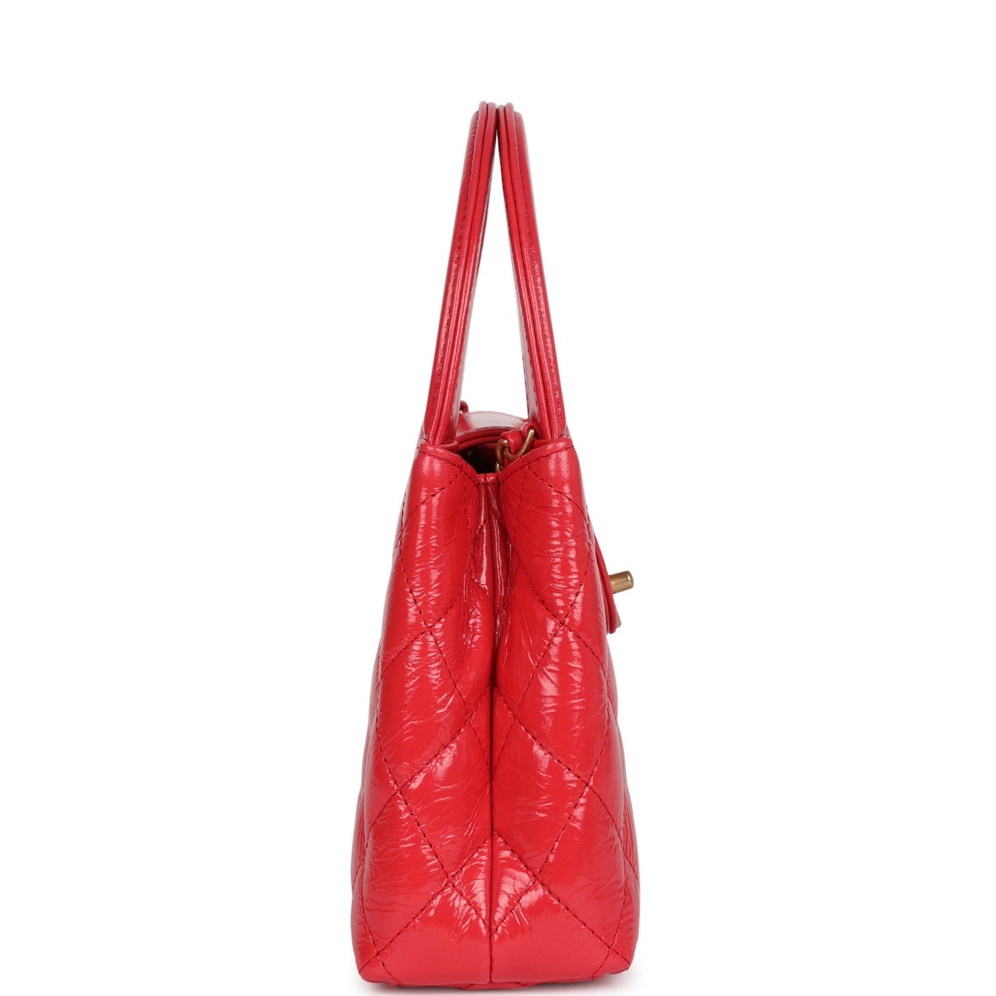 Chanel Small Kelly Shopper Dark Red Shiny Aged Calfskin Brushed Gold Hardware