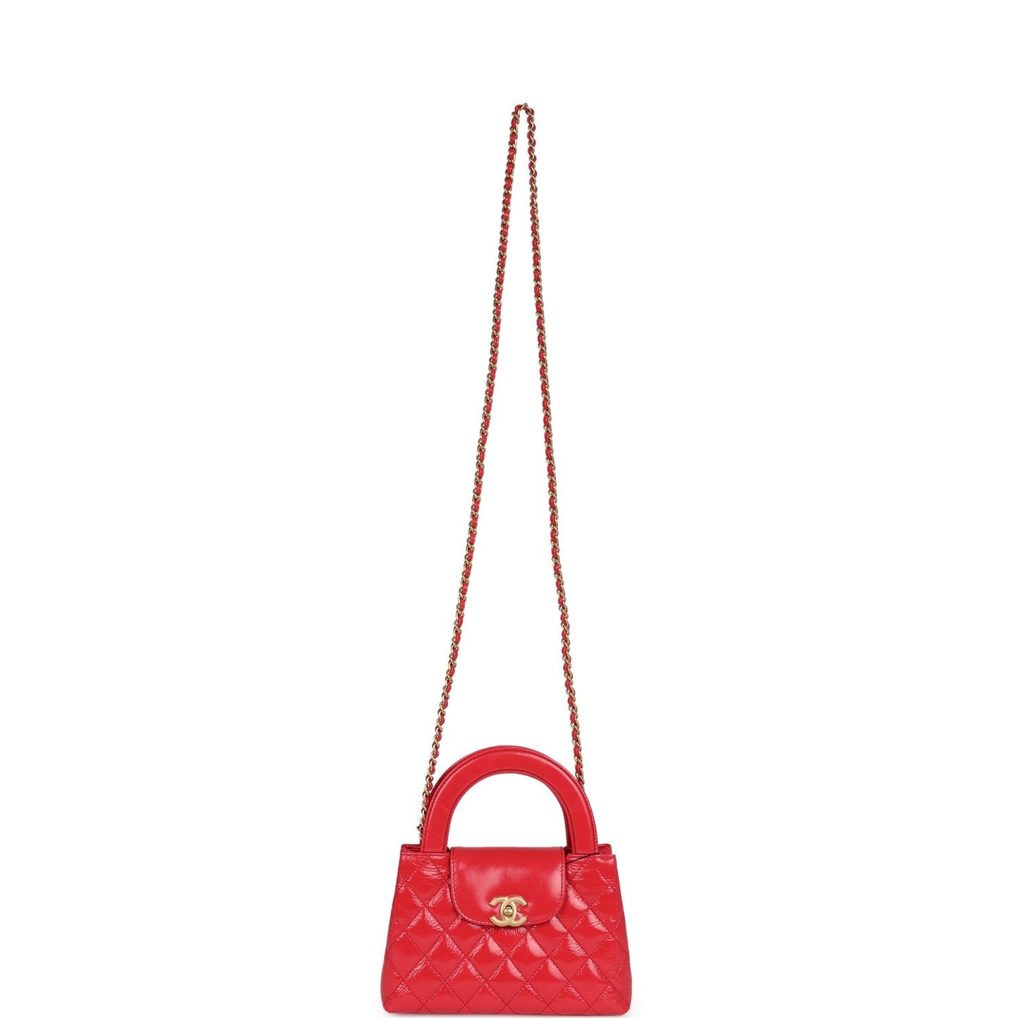 Chanel Small Kelly Shopper Dark Red Shiny Aged Calfskin Brushed Gold Hardware
