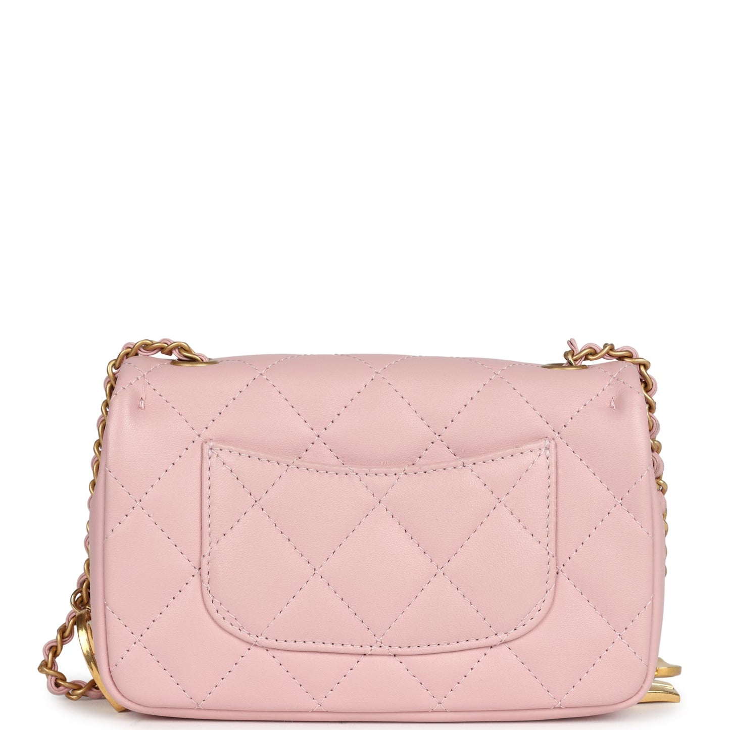 Chanel Mini Rectangular Flap Bag with Heart Chain Pink Lambskin Antique Gold Hardware