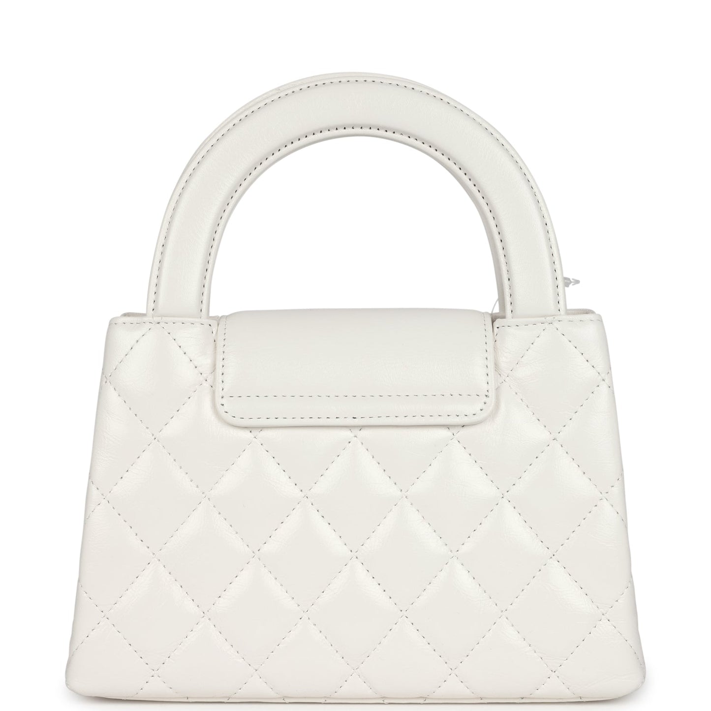 Chanel Small Kelly Shopper White Shiny Aged Calfskin Brushed Gold Hardware