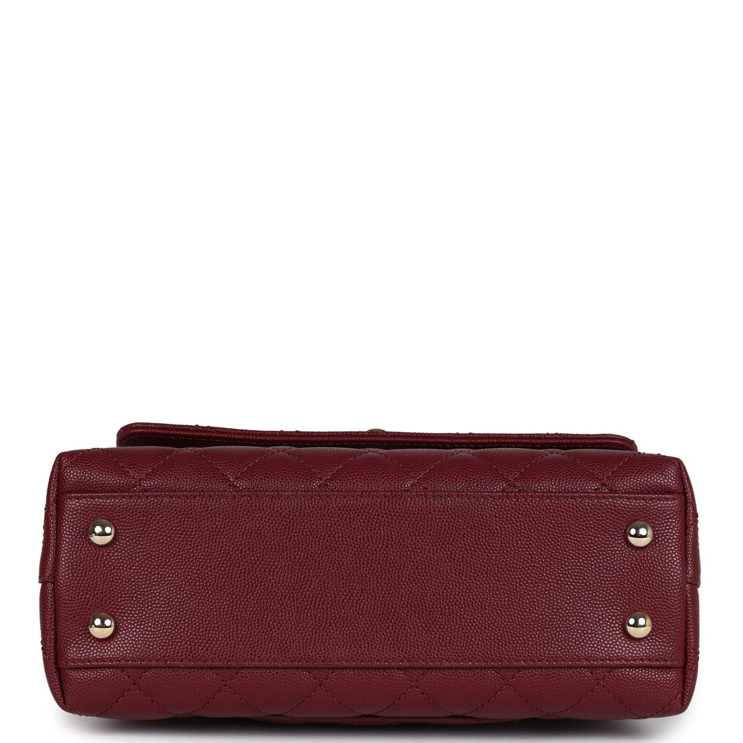 Chanel Small Coco Top Handle Flap Bag Burgundy Caviar Light Gold Hardware