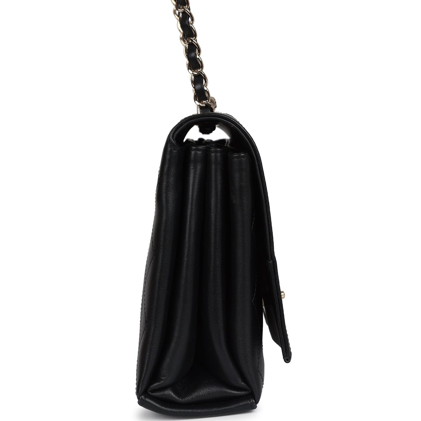 Chanel Flap Bag Black Calfskin Light Gold Hardware