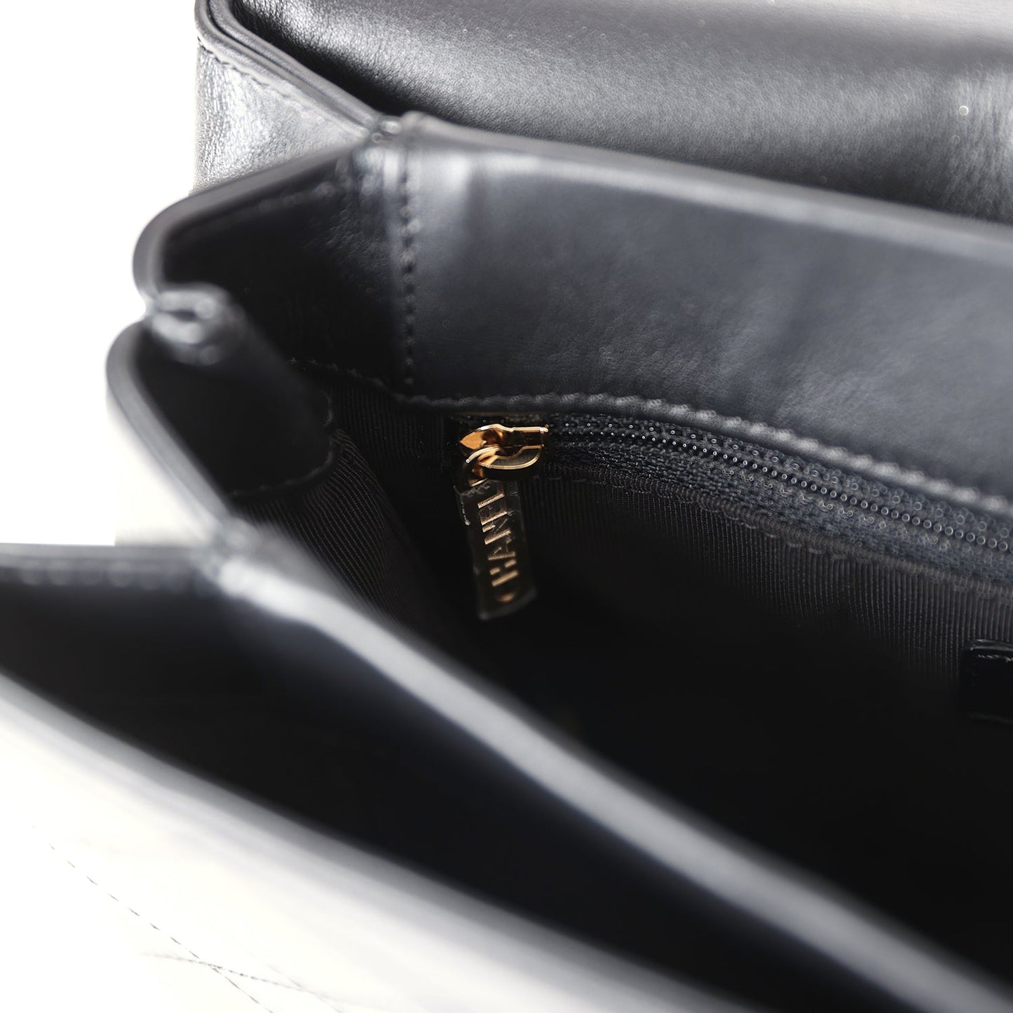 Chanel Flap Bag Black Calfskin Light Gold Hardware