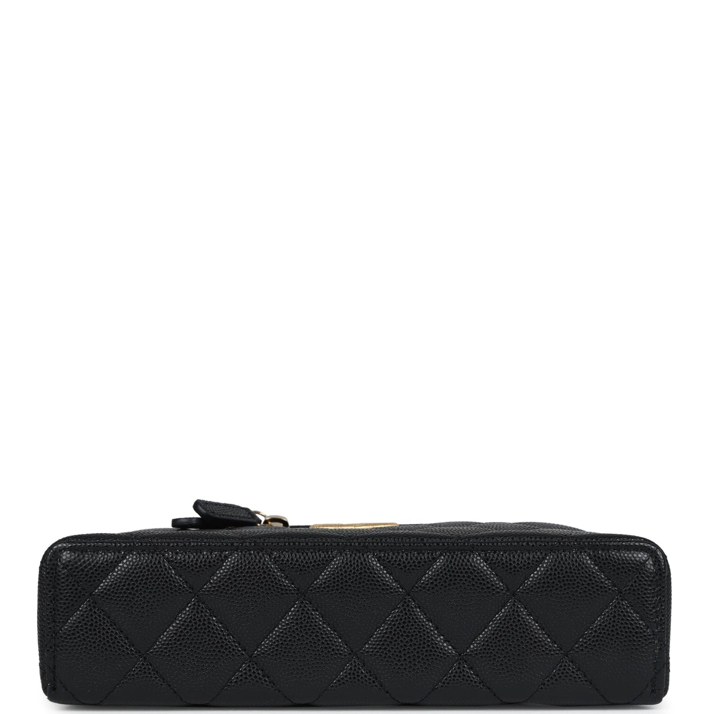 Chanel Top Handle Long Vanity Case With Chain Black Shiny Caviar Brushed Gold Hardware
