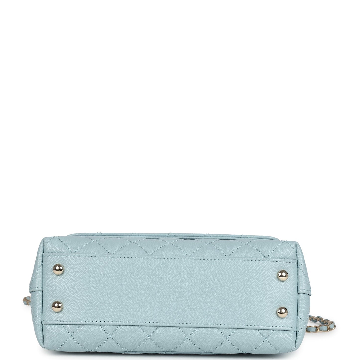 Chanel Small Coco Top Handle Flap Bag Light Blue Caviar Light Gold Hardware