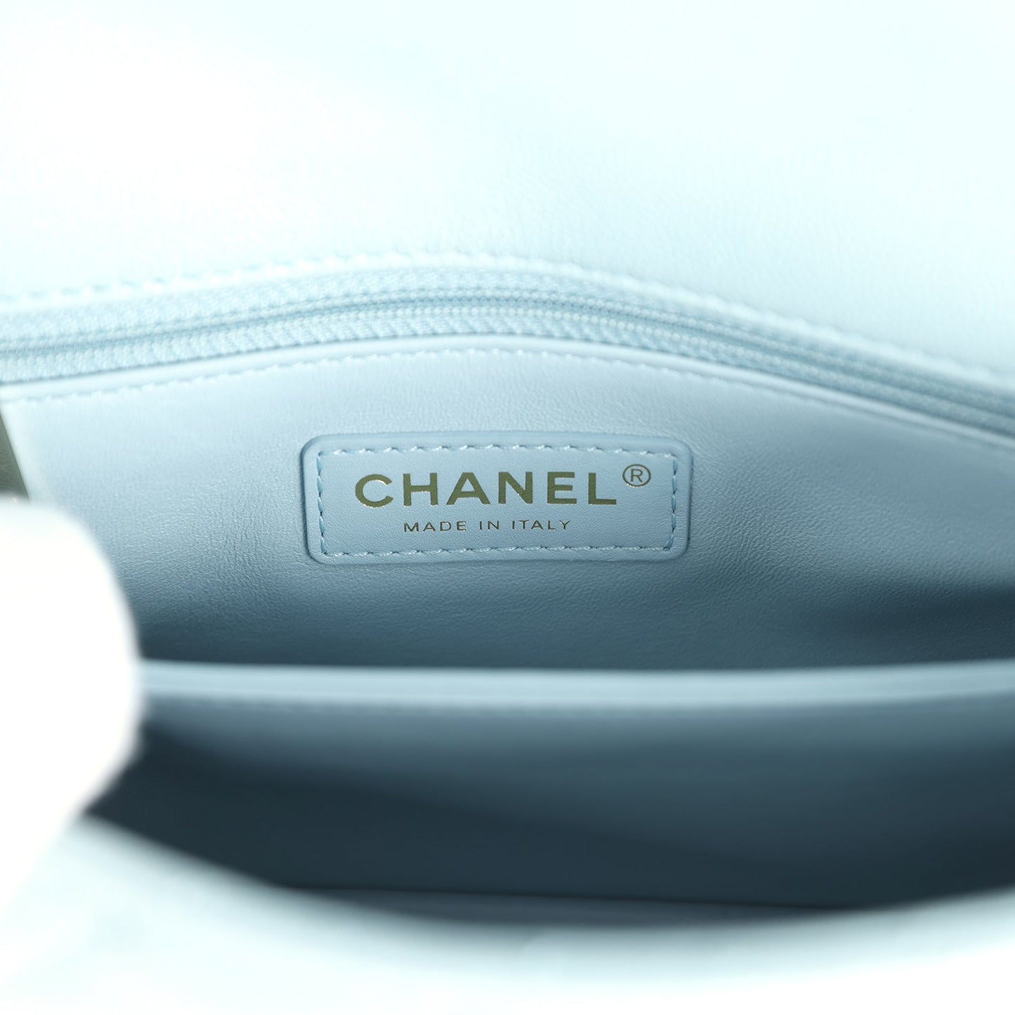 Chanel Small Coco Top Handle Flap Bag Light Blue Caviar Light Gold Hardware
