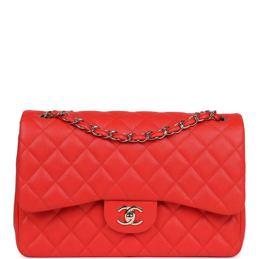 Chanel Jumbo Classic Double Flap Red Caviar Light Gold Hardware