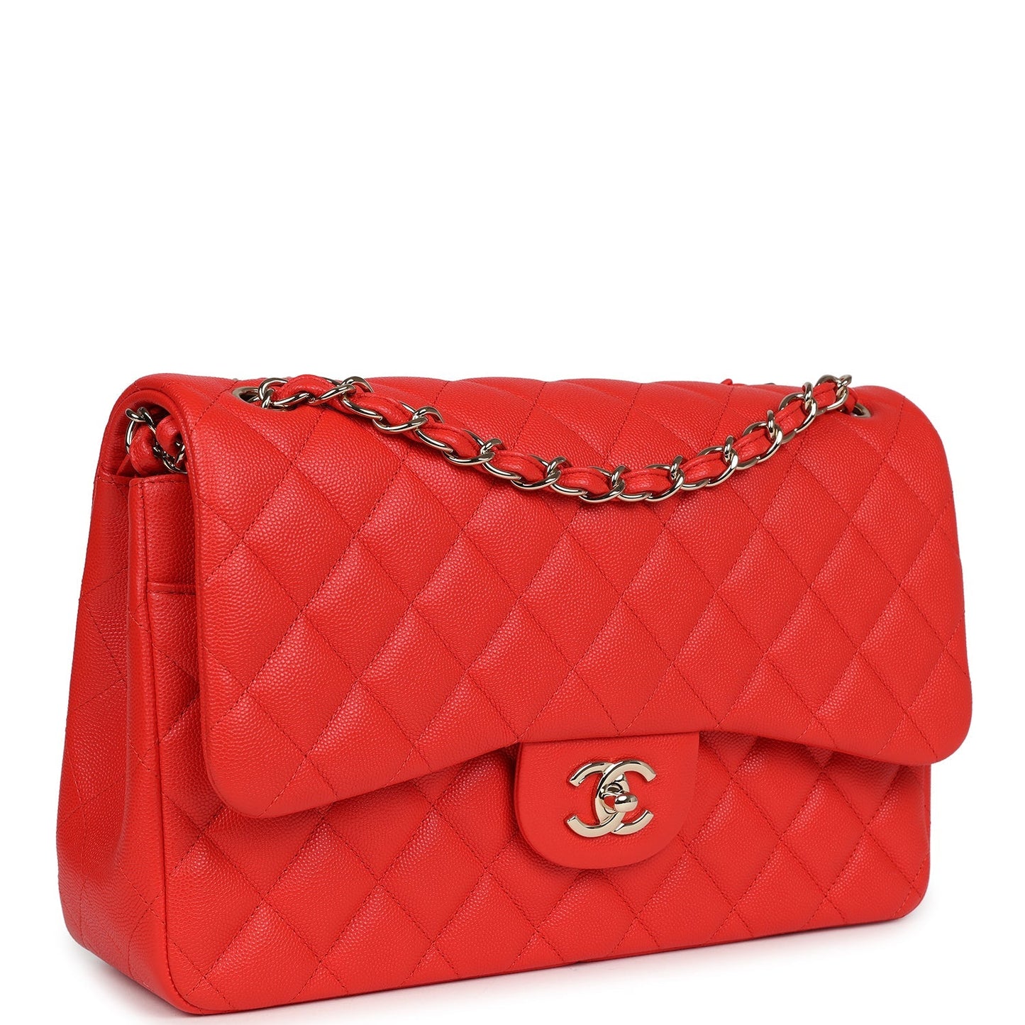 Chanel Jumbo Classic Double Flap Red Caviar Light Gold Hardware