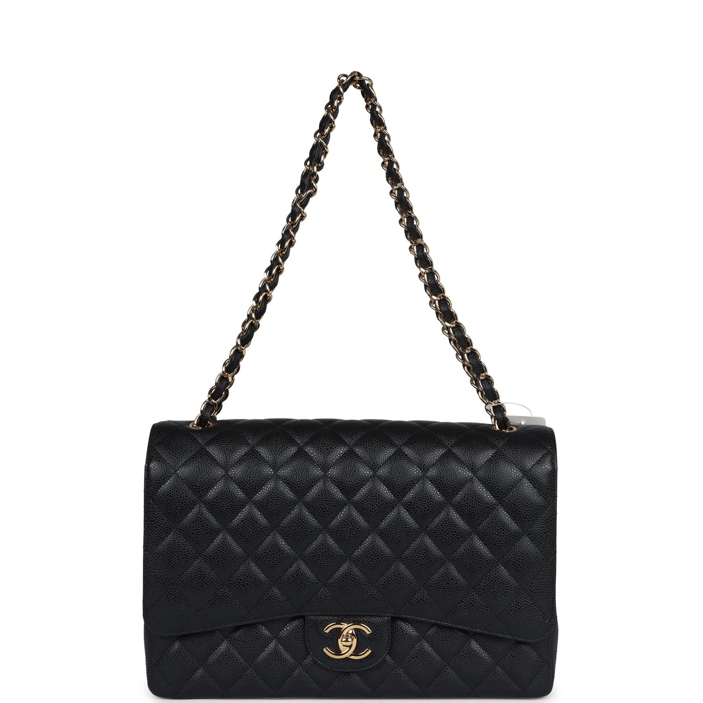 Chanel Maxi Classic Double Flap Bag Black Caviar Gold Hardware