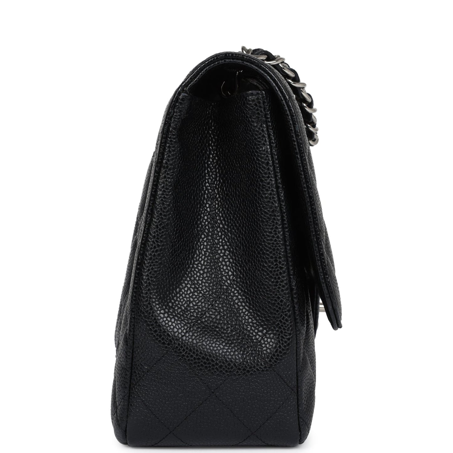 Chanel Jumbo Classic Single Flap Bag Black Caviar Silver Hardware