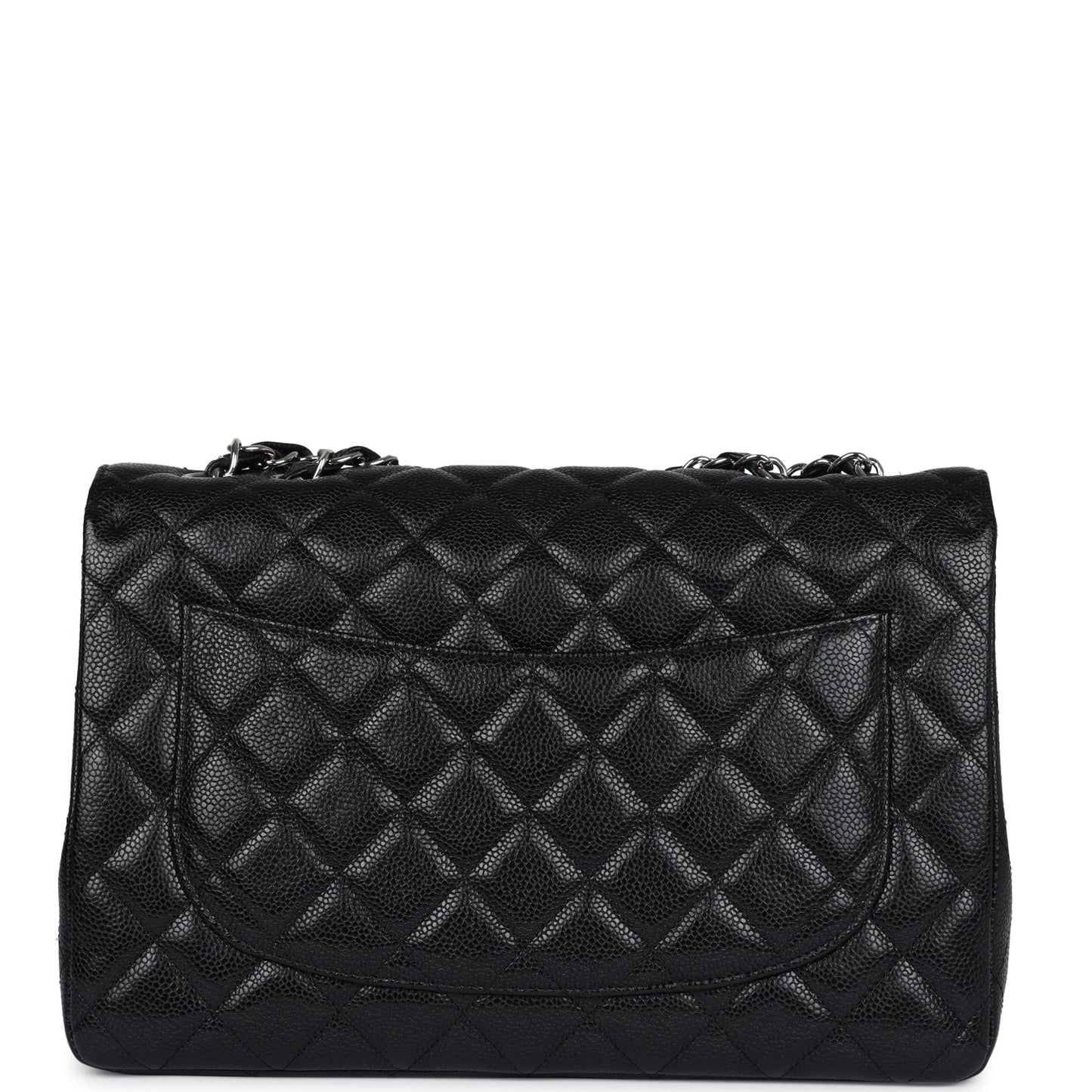 Chanel Jumbo Classic Single Flap Bag Black Caviar Silver Hardware
