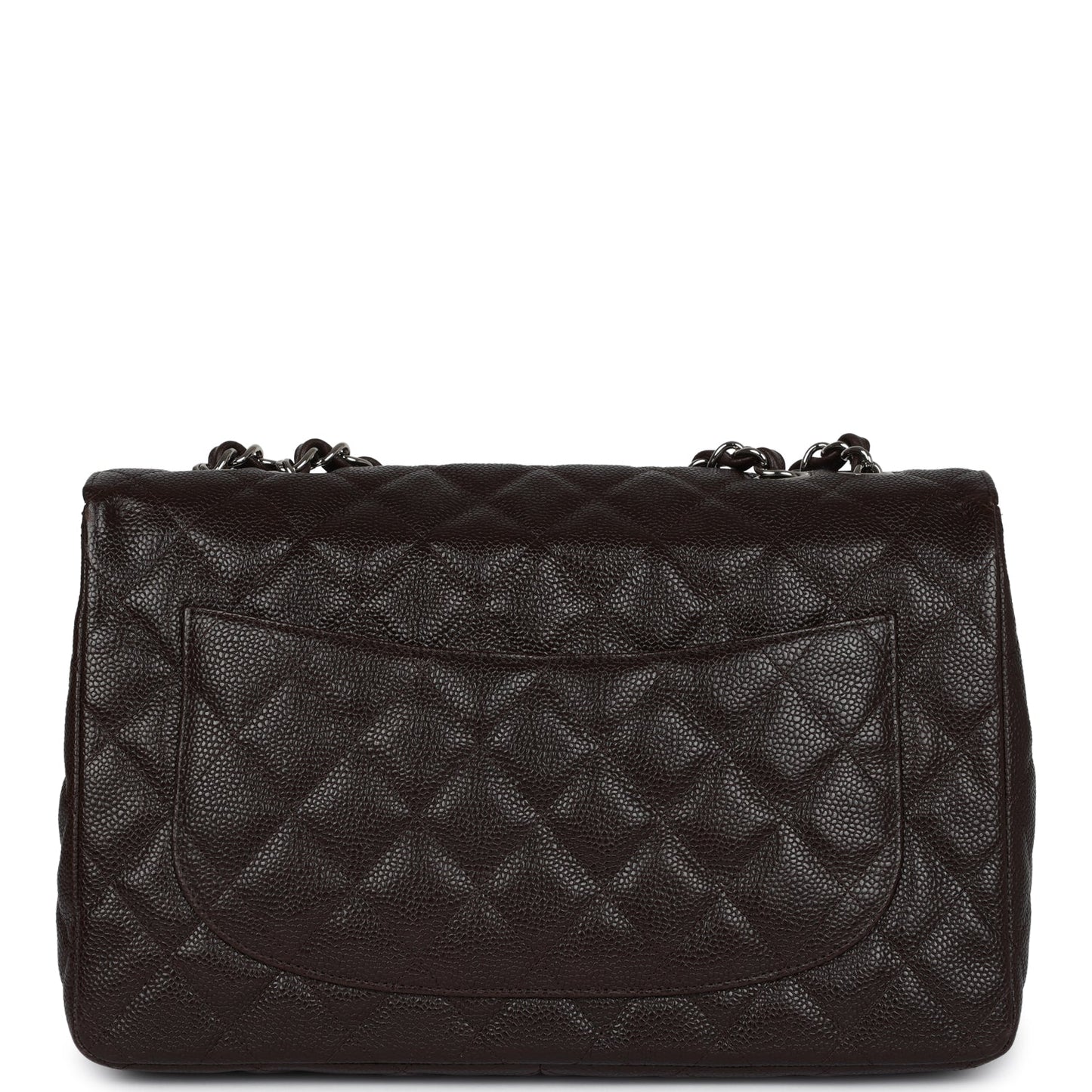 Chanel Jumbo Classic Single Flap Dark Brown Caviar Silver Hardware