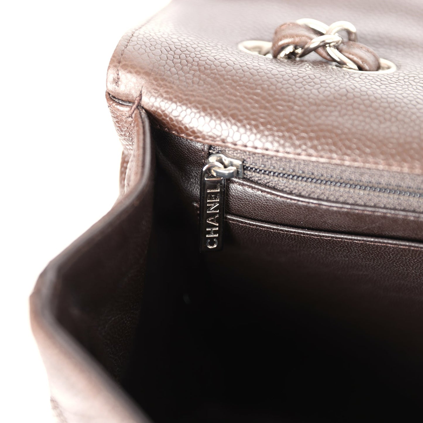 Chanel Jumbo Classic Single Flap Dark Brown Caviar Silver Hardware