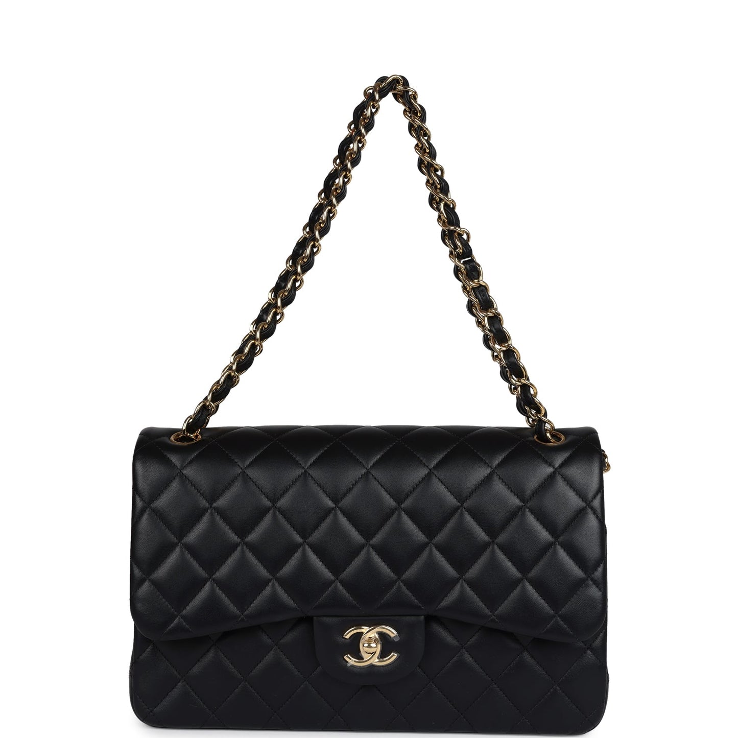 Chanel Jumbo Classic Double Flap Bag Black Lambskin Gold Hardware