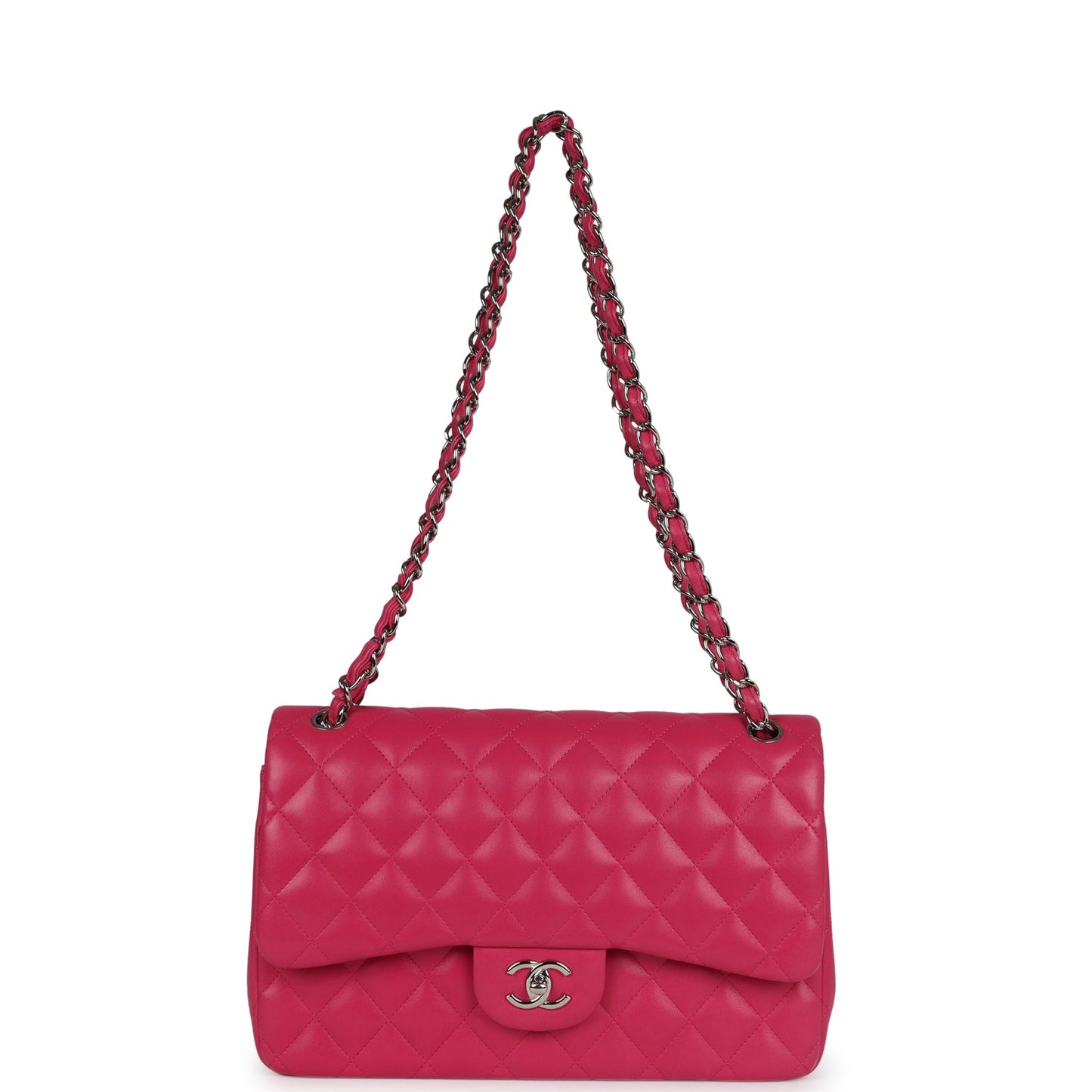 Chanel Jumbo Classic Double Flap Pink Lambskin Silver Hardware