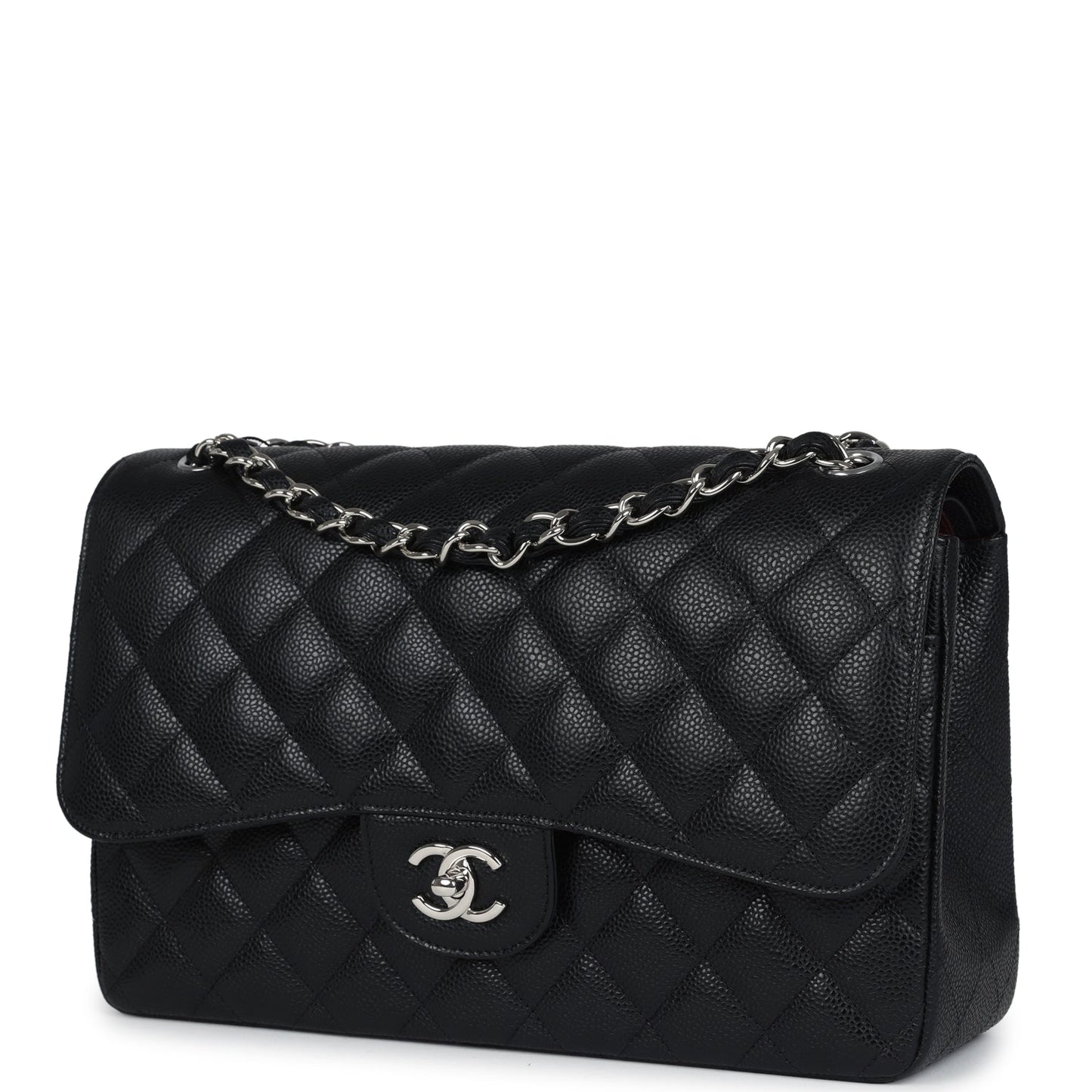 Chanel Jumbo Classic Double Flap Bag Black Caviar Silver Hardware