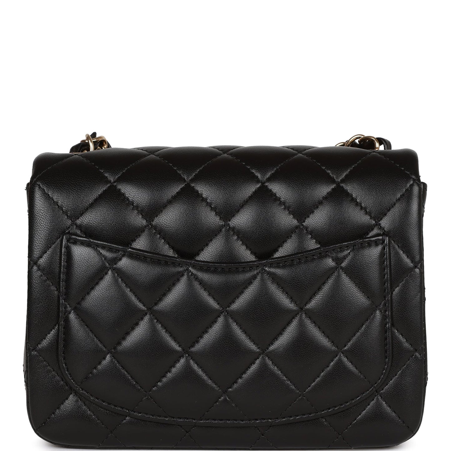 Chanel Mini Square Flap Bag Black Lambskin Light Gold Hardware