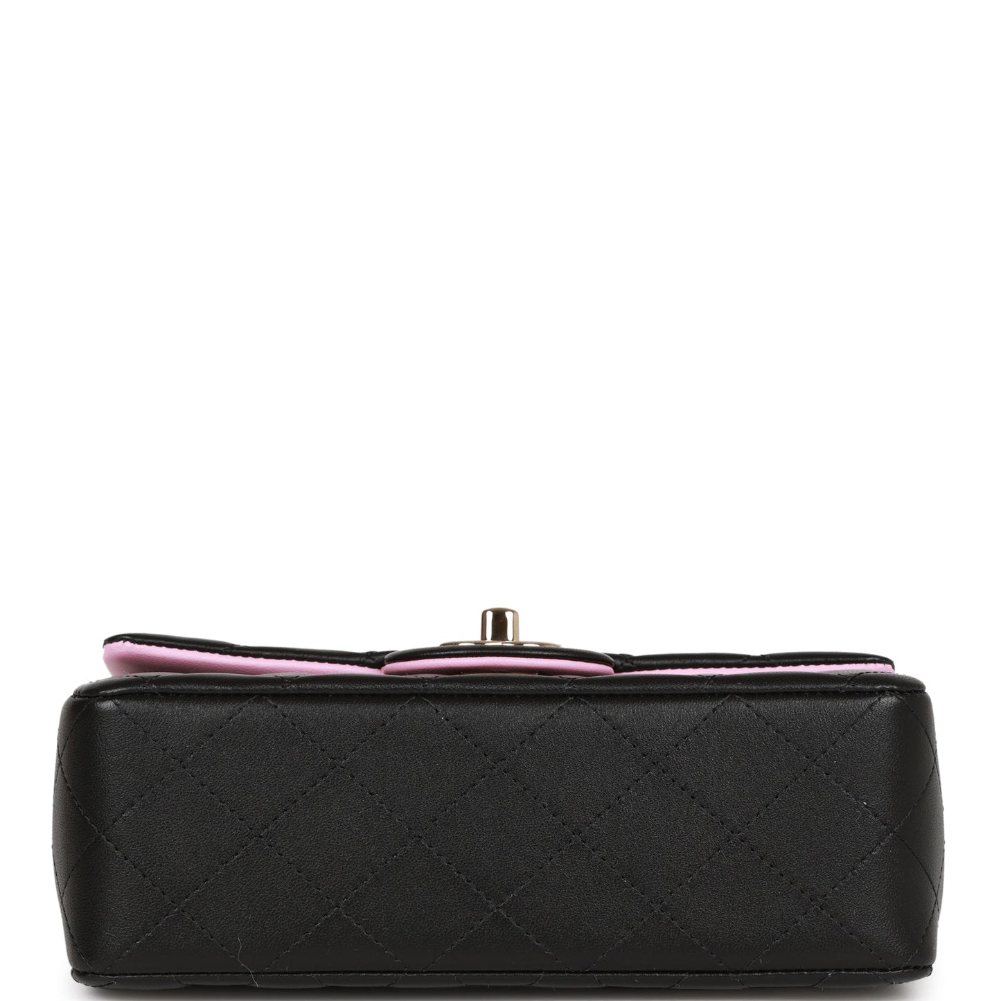 Chanel Mini Rectangular Flap with Top Handle Black and Pink Lambskin Light Gold Hardware