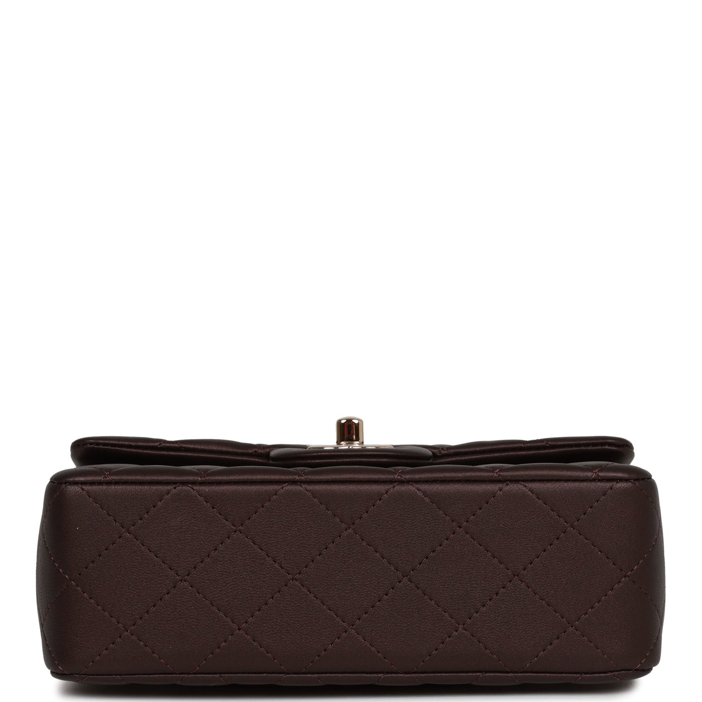 Chanel Mini Rectangular Flap Bag with Top Handle Burgundy Lambskin Light Gold Hardware