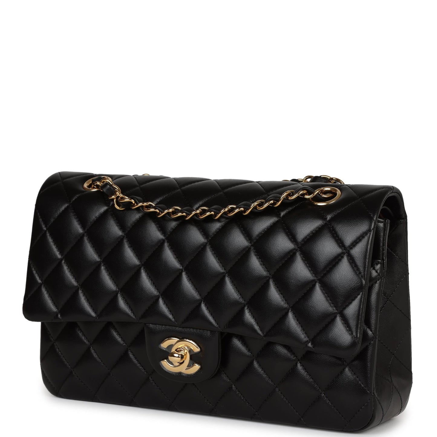 Chanel Medium Classic Double Flap Bag Black Lambskin Gold Hardware