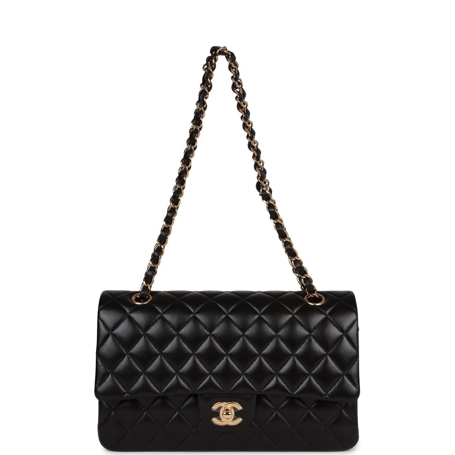 Chanel Medium Classic Double Flap Bag Black Lambskin Gold Hardware