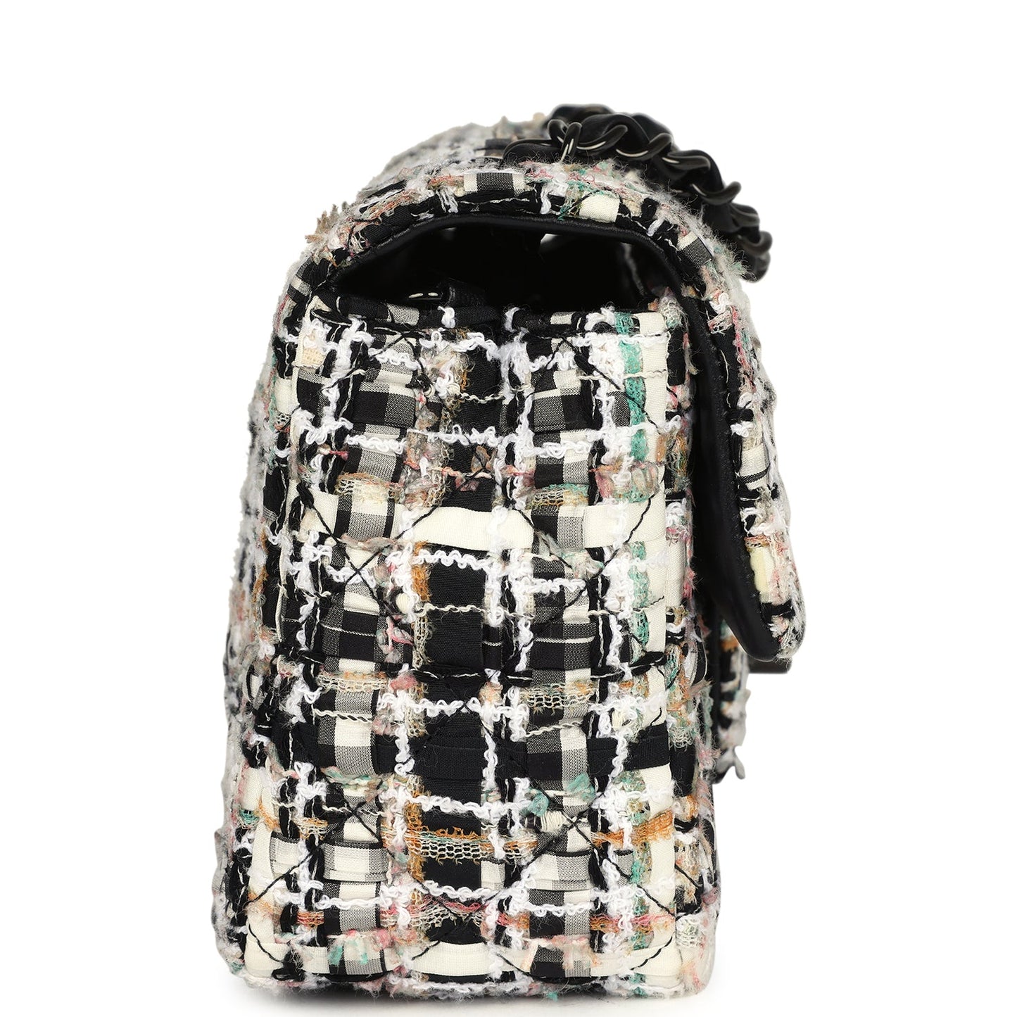 Chanel Mini Classic Flap Black and White Tweed Black Hardware