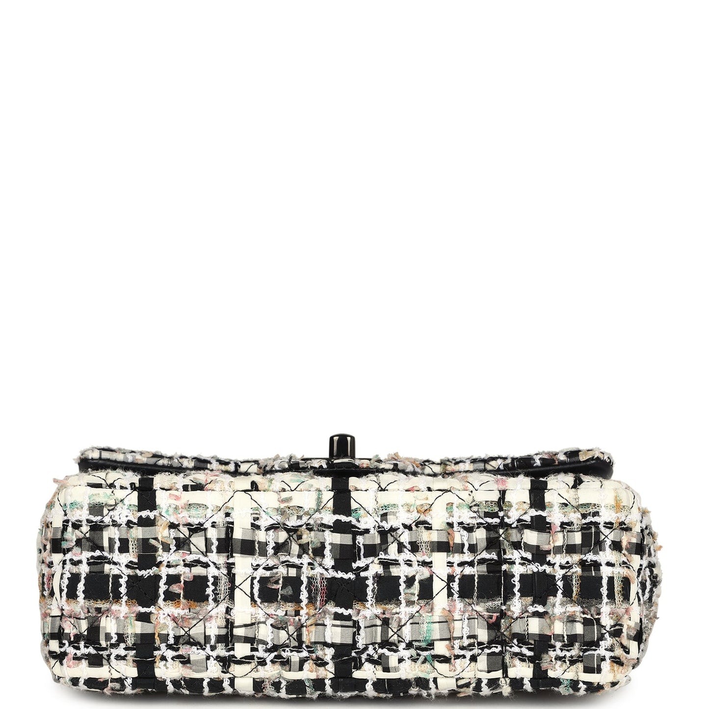 Chanel Mini Classic Flap Black and White Tweed Black Hardware