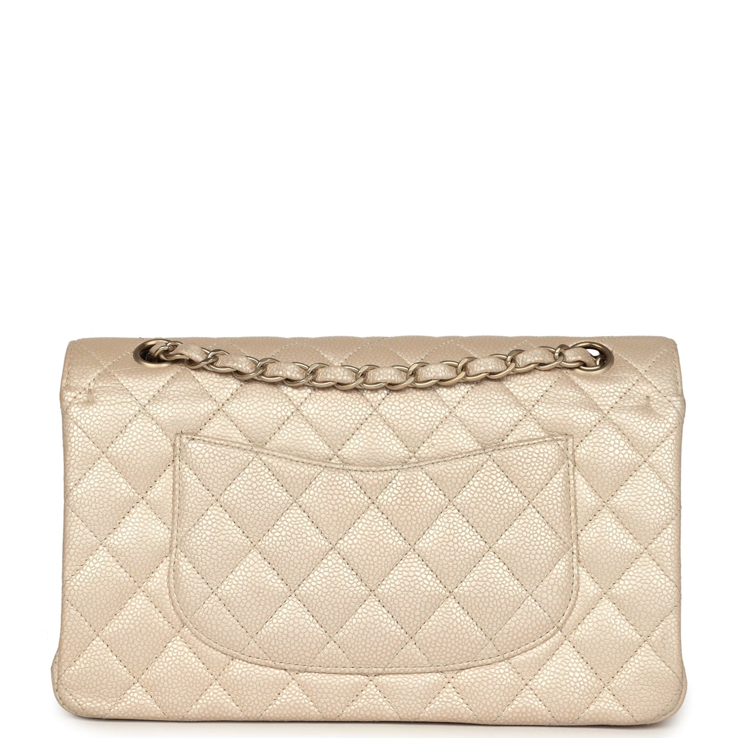 Chanel Medium Classic Double Flap Pearly Beige Caviar Gold Hardware