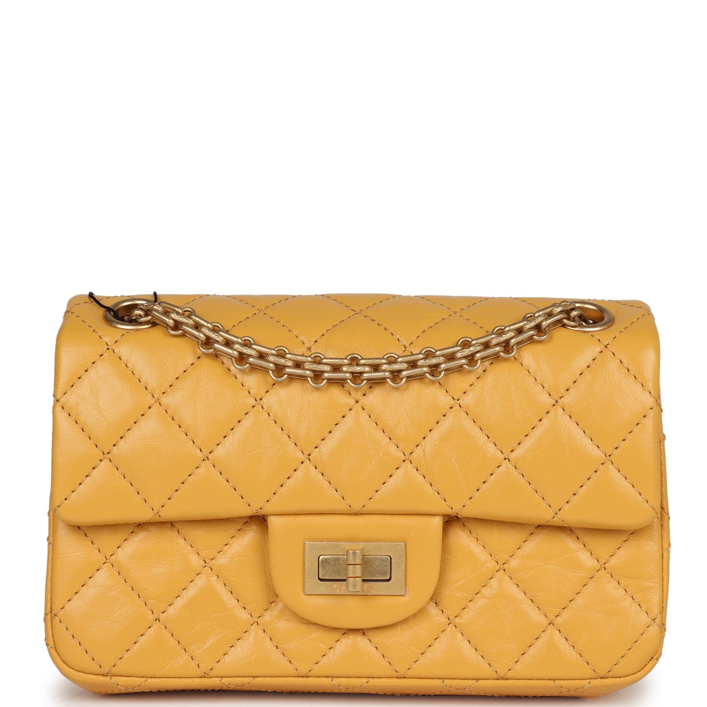 Chanel Mini Reissue 224 2.55 Flap Yellow Aged Calfskin Antique Gold Hardware