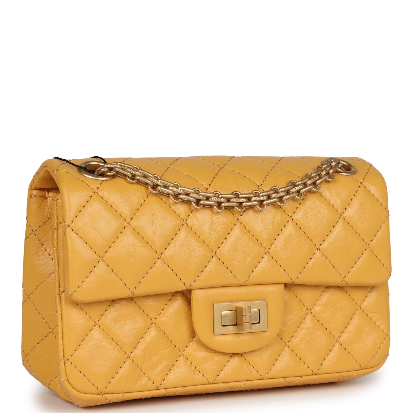 Chanel Mini Reissue 224 2.55 Flap Yellow Aged Calfskin Antique Gold Hardware