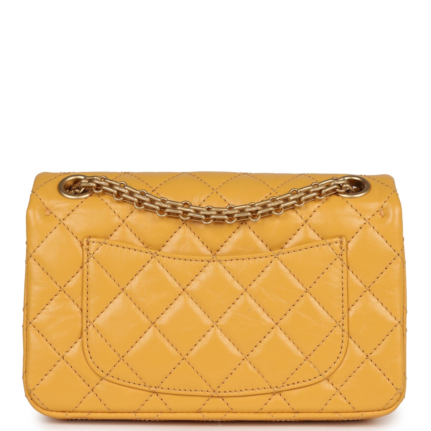 Chanel Mini Reissue 224 2.55 Flap Yellow Aged Calfskin Antique Gold Hardware