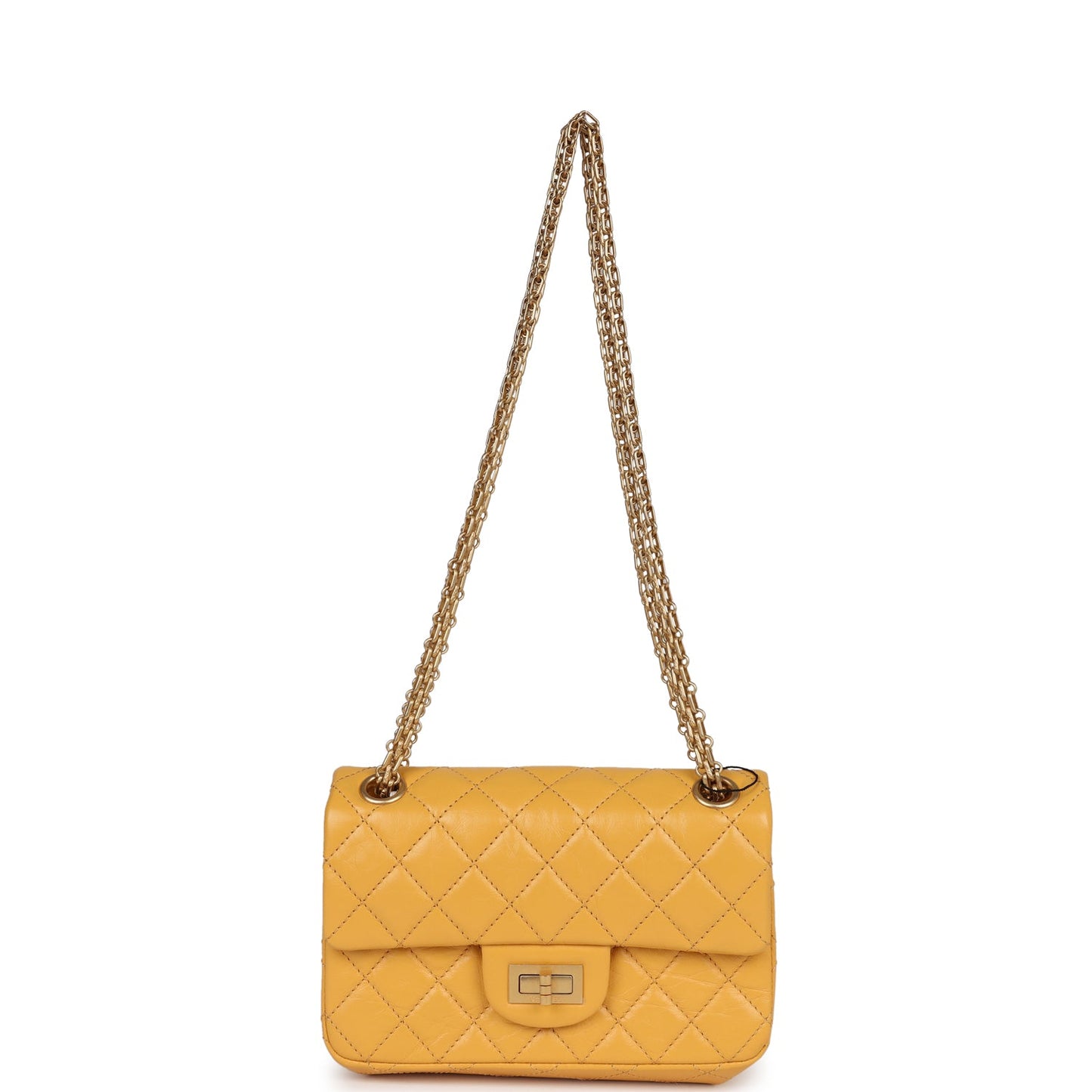 Chanel Mini Reissue 224 2.55 Flap Yellow Aged Calfskin Antique Gold Hardware