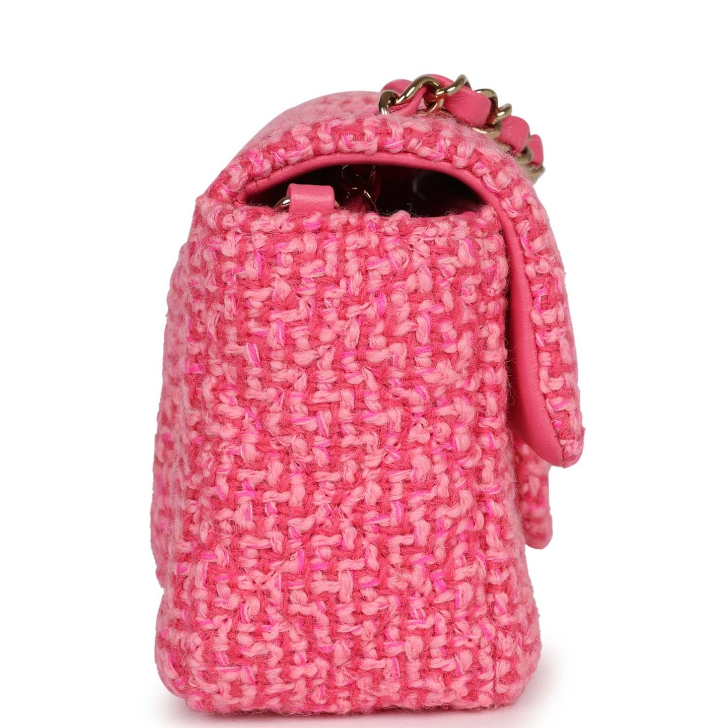 Chanel Mini Classic Rectangular Flap Bag Pink Tweed Gold Hardware