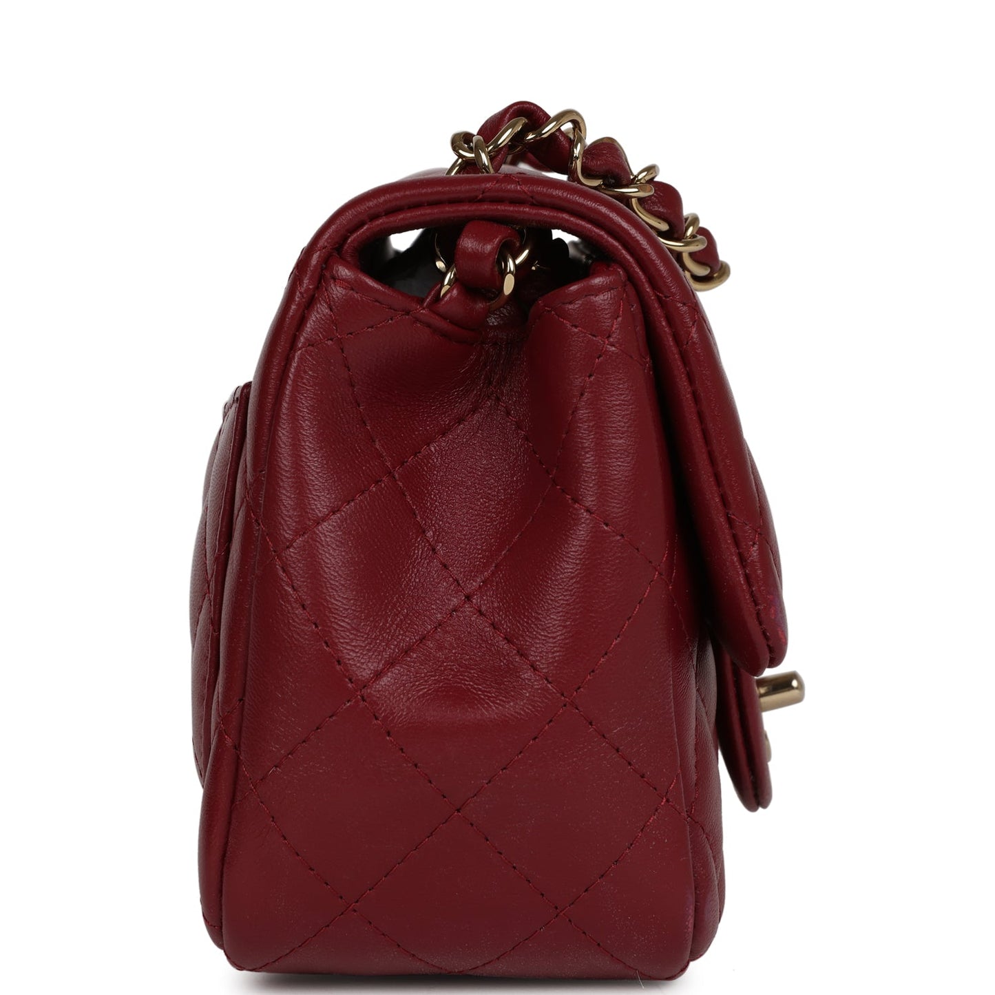 Chanel Mini Classic Square Flap Burgundy Lambskin Gold Hardware