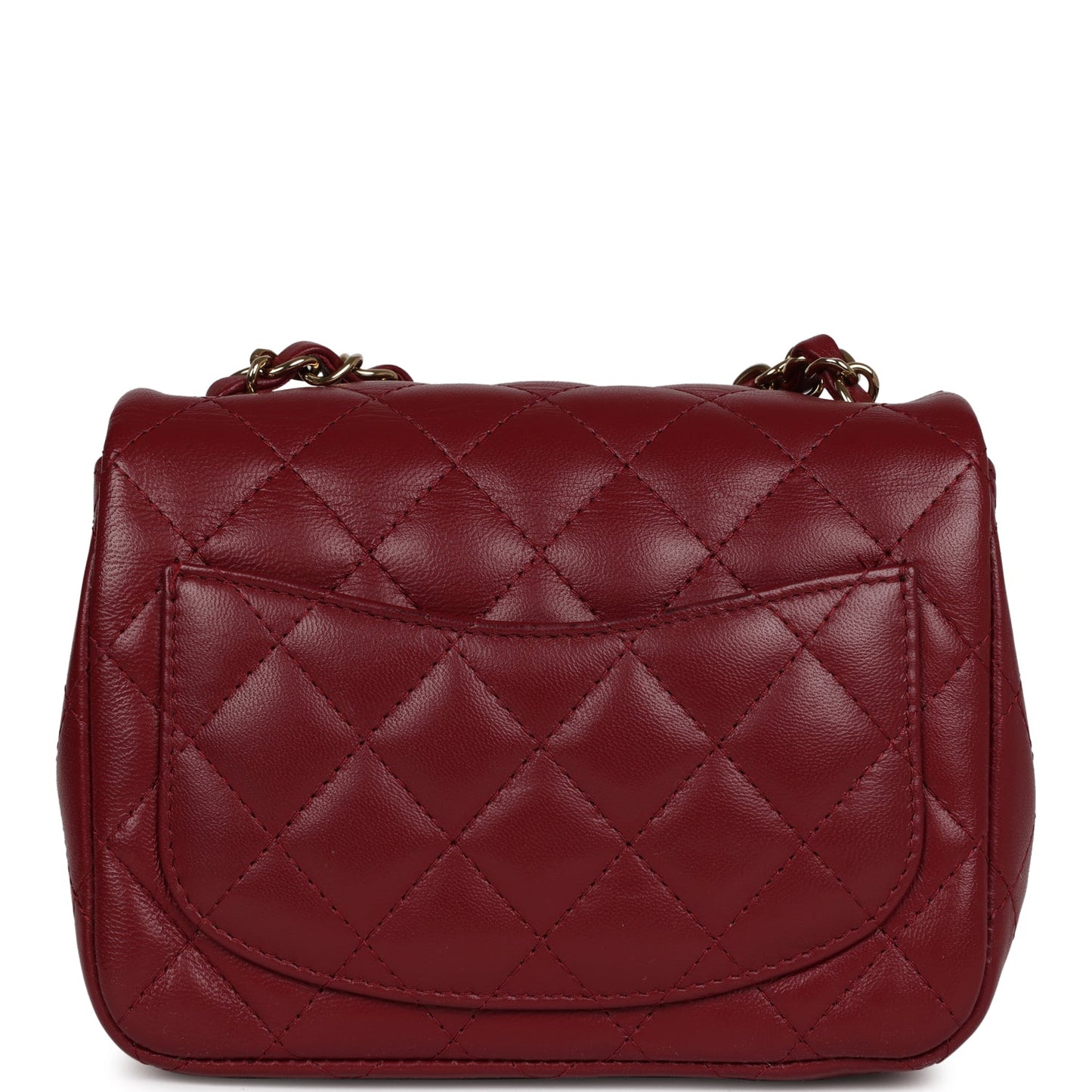 Chanel Mini Classic Square Flap Burgundy Lambskin Gold Hardware