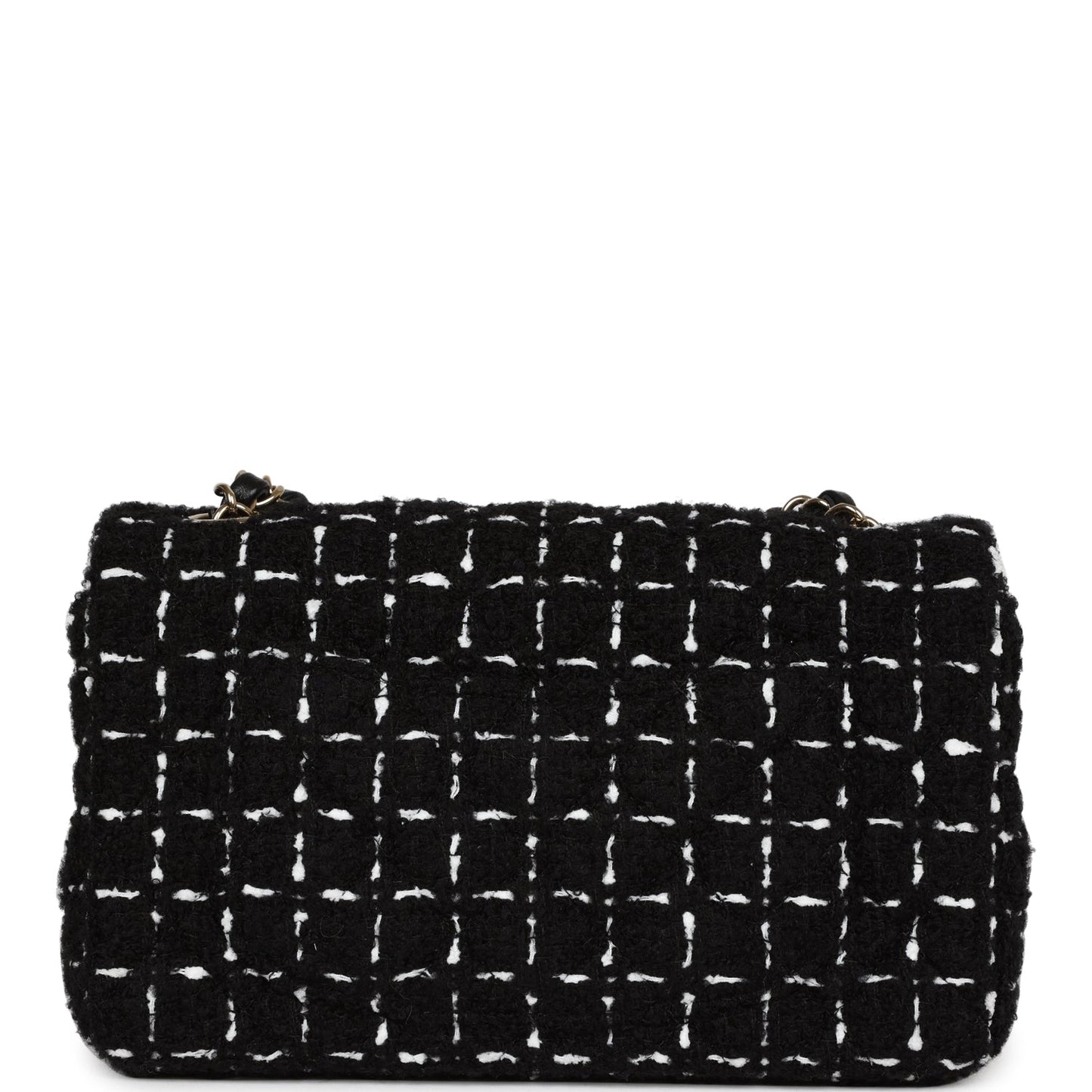 Chanel Mini Classic Rectangular Flap Black and White Tweed Gold Hardware