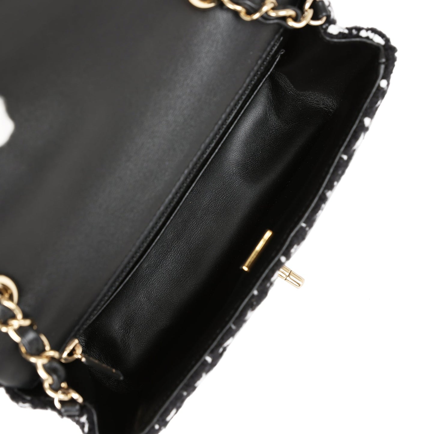Chanel Mini Classic Rectangular Flap Black and White Tweed Gold Hardware