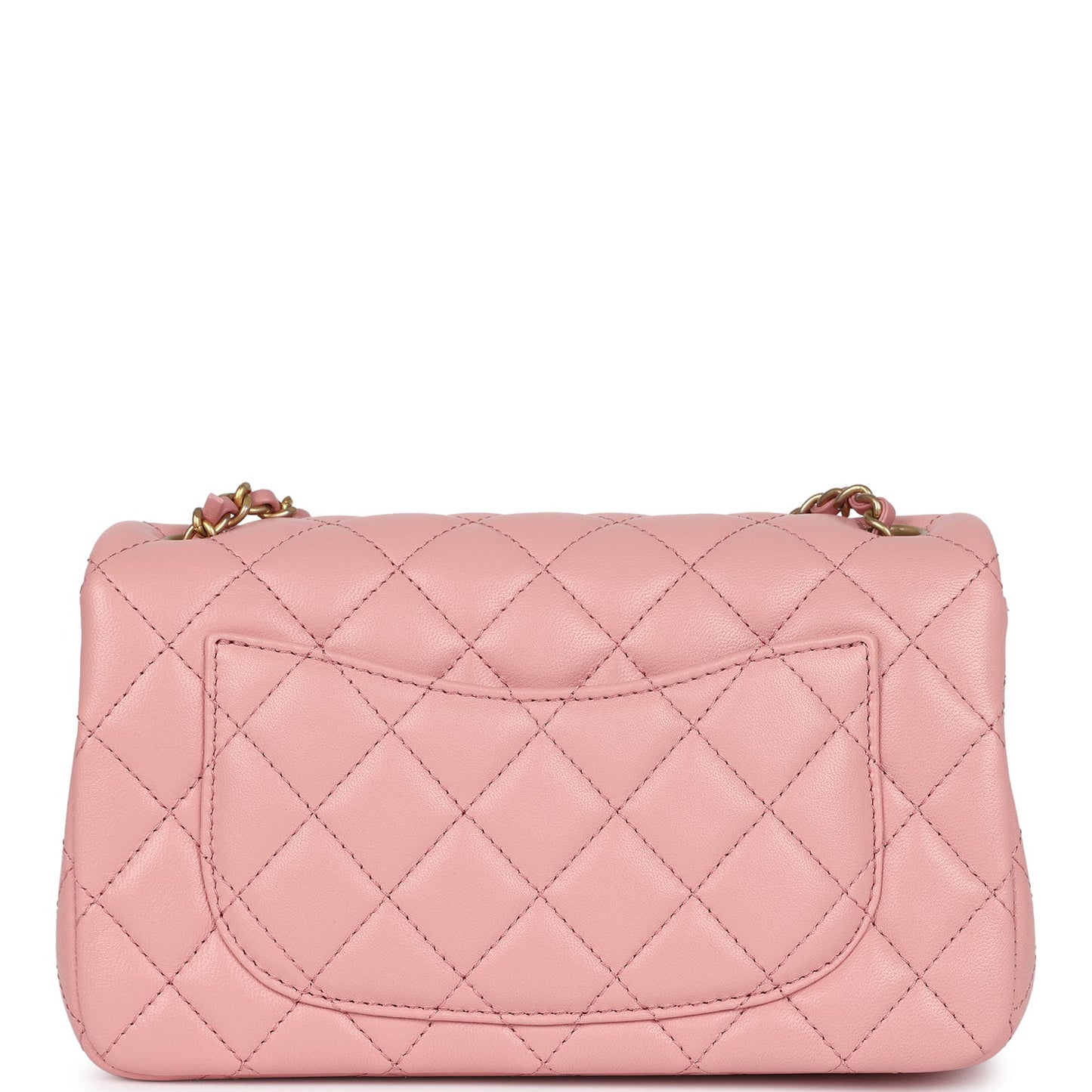 Chanel Mini Pearl Crush Rectangular Flap Dark Pink Lambskin Brushed Gold Hardware
