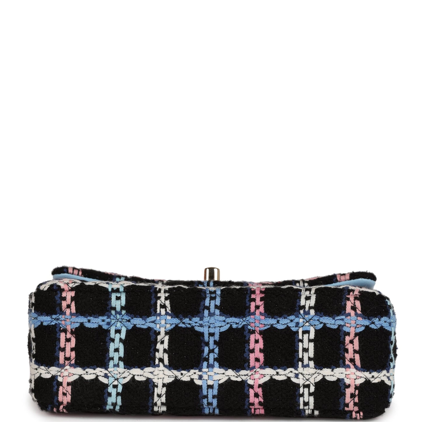 Chanel Mini Rectangular Flap Bag Black Multicolor Tweed Light Gold Hardware
