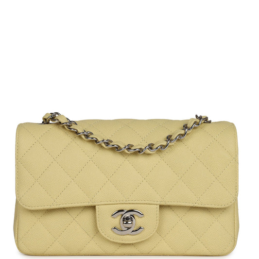 Chanel Mini Rectangular Flap Yellow Caviar Silver Hardware