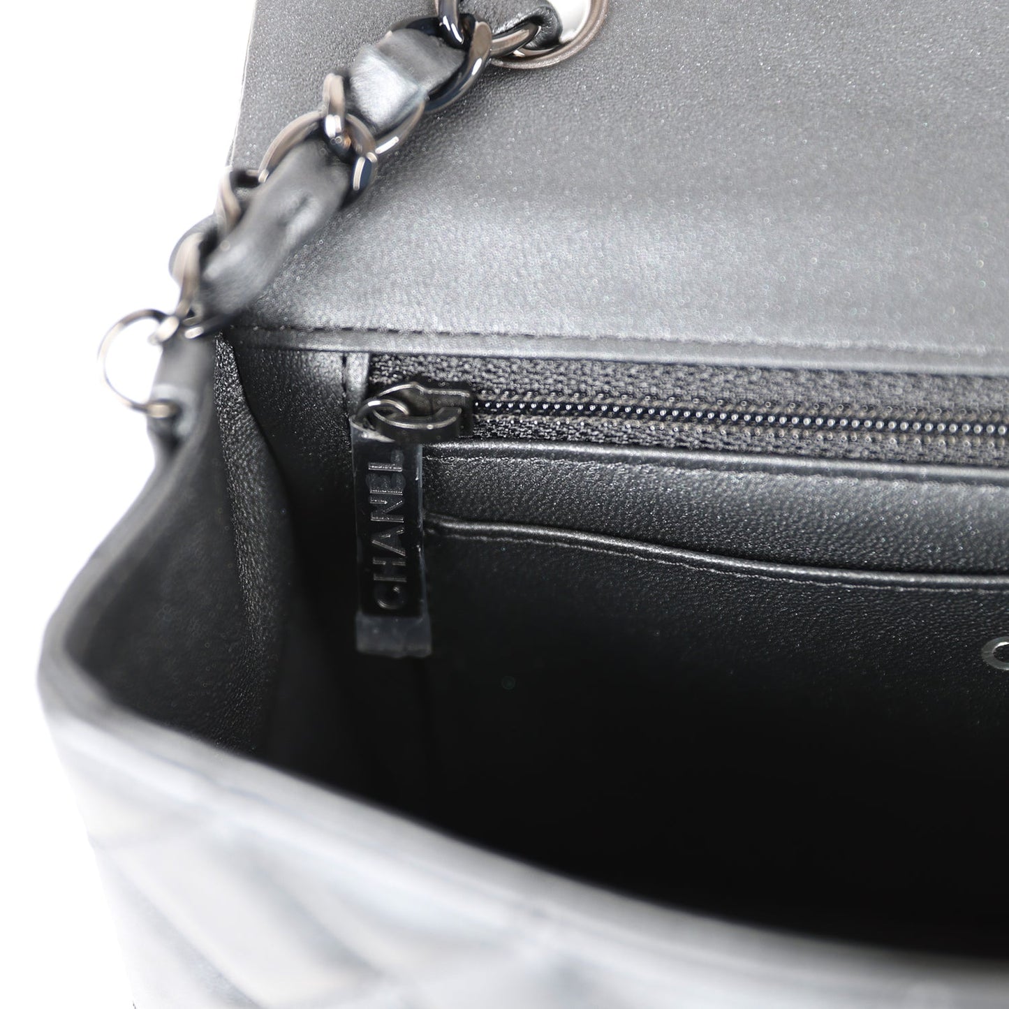Chanel Mini Rectangular Flap So Black Iridescent Lambskin Black Hardware