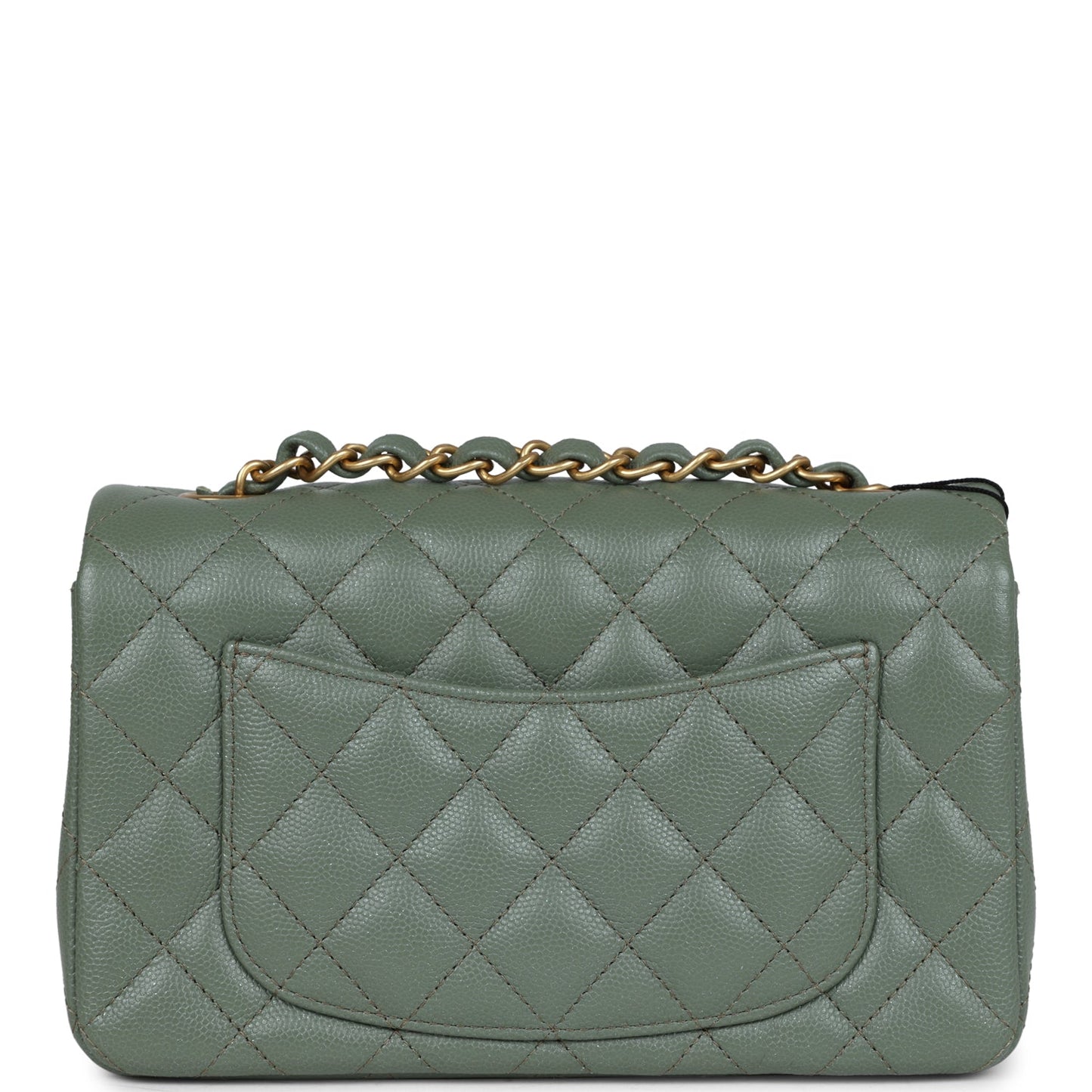 Chanel Mini Rectangular Flap Bag Olive Green Caviar Antique Gold Hardware