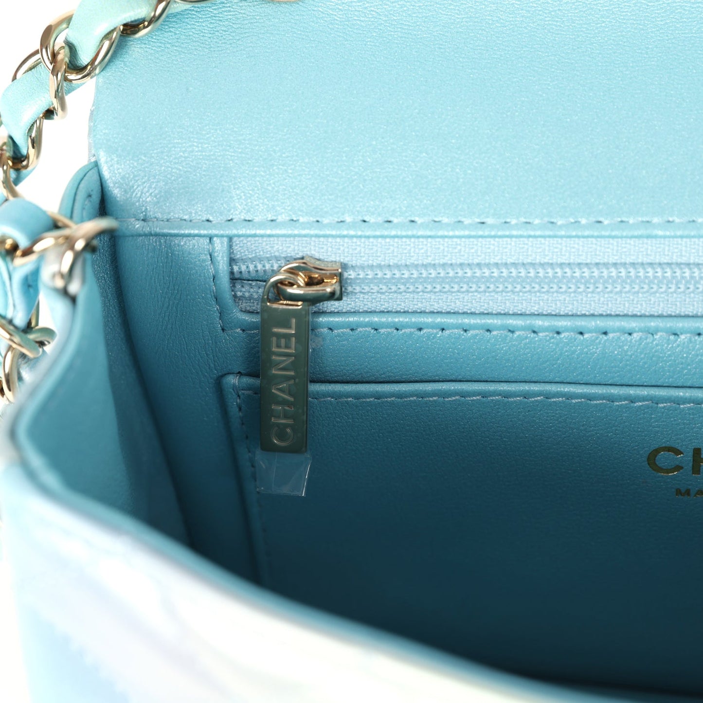 Chanel Mini Rectangular Flap Bag Iridescent Ombre Lambskin Light Gold Hardware