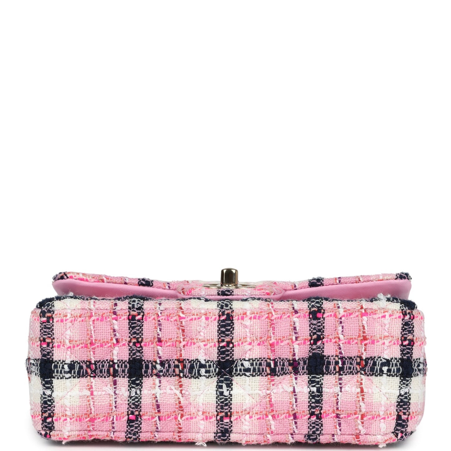 Chanel Mini Rectangular Flap Bag Pink, White and Black Tweed Light Gold Hardware