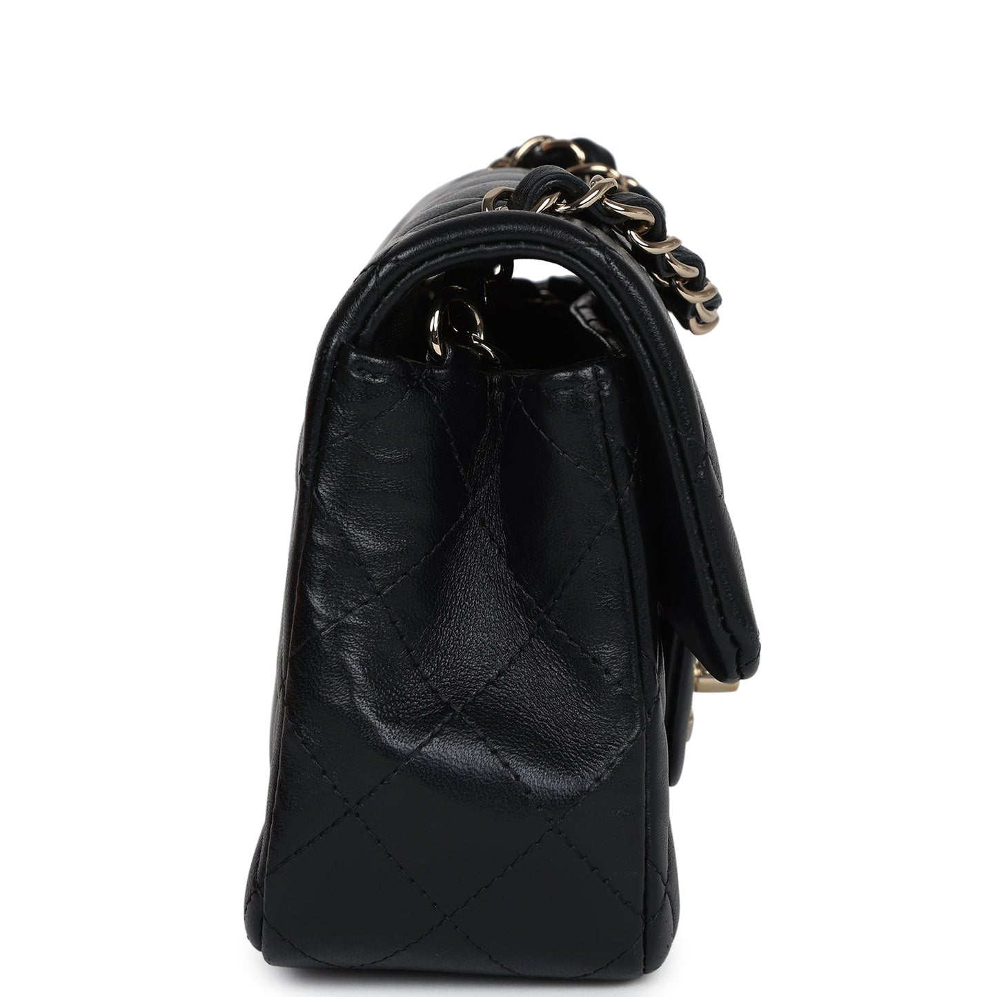 Chanel Mini Rectangular Flap Black Lambskin Light Gold Hardware