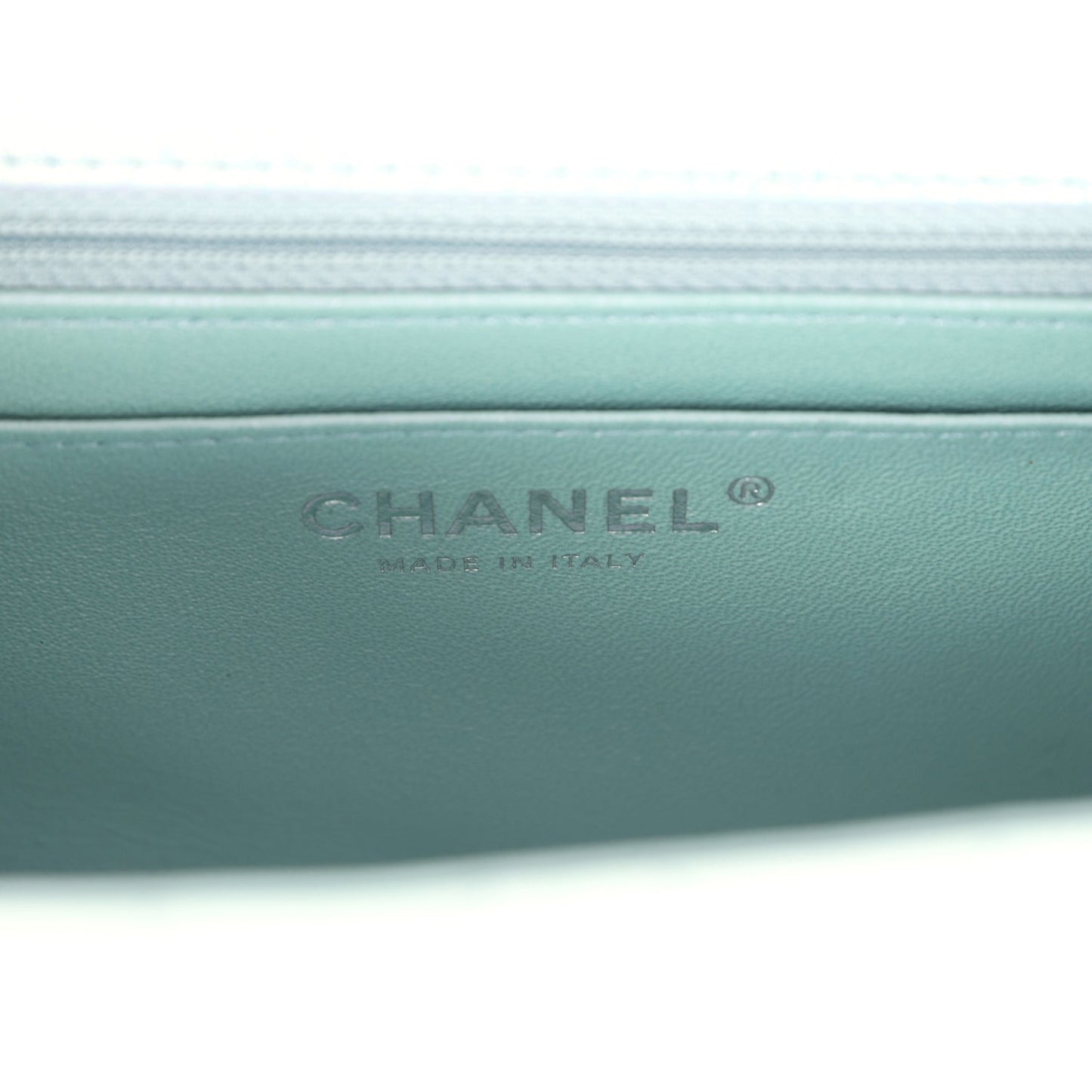 Chanel Mini Classic Square Flap Bag Blue Iridescent Calfskin Silver Hardware