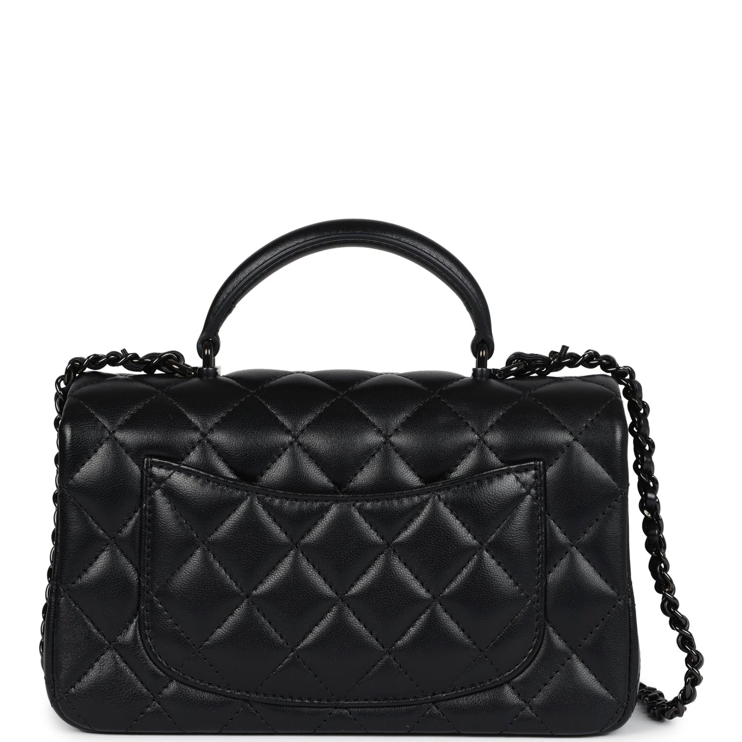 Chanel Mini Rectangular Top Handle Flap Bag So Black Lambskin Black Hardware