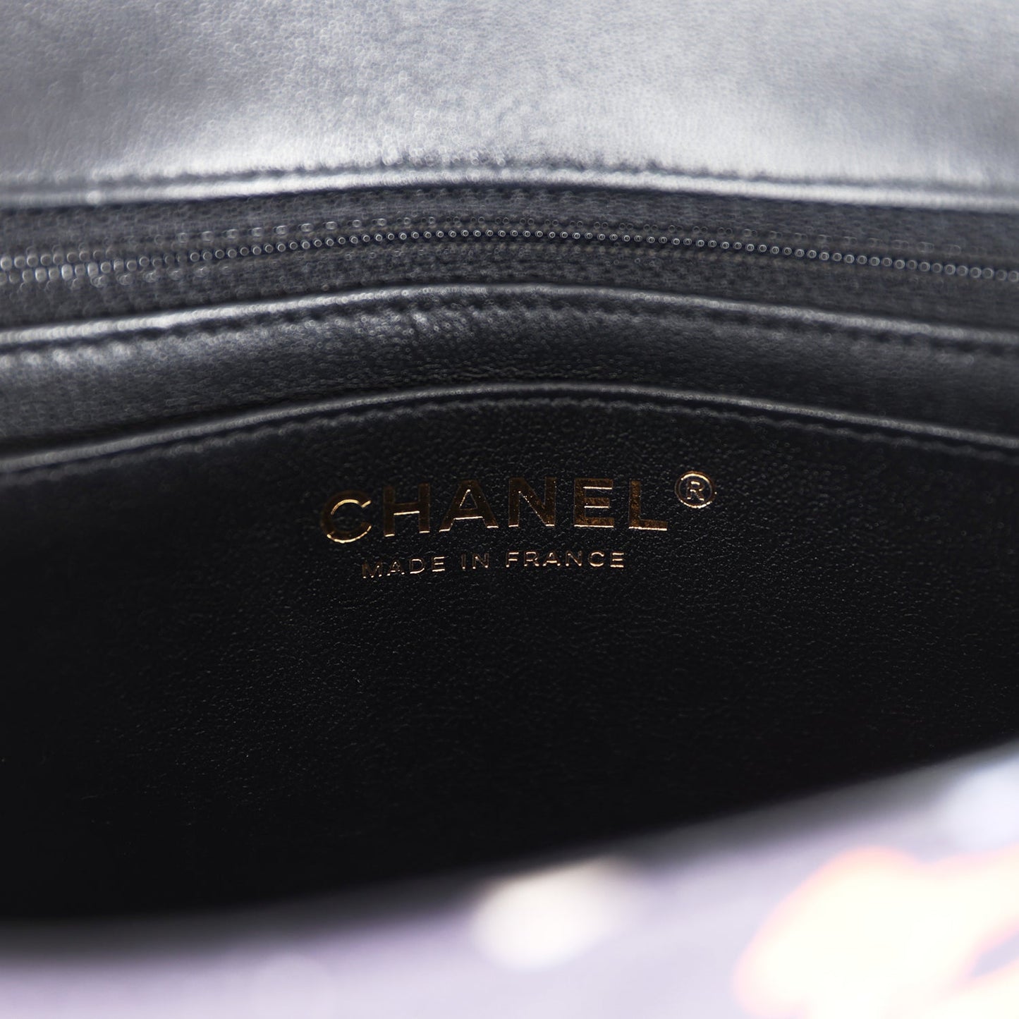 Chanel Mini Rectangular Flap Bag Navy Multicolored Printed Fabric Gold Hardware